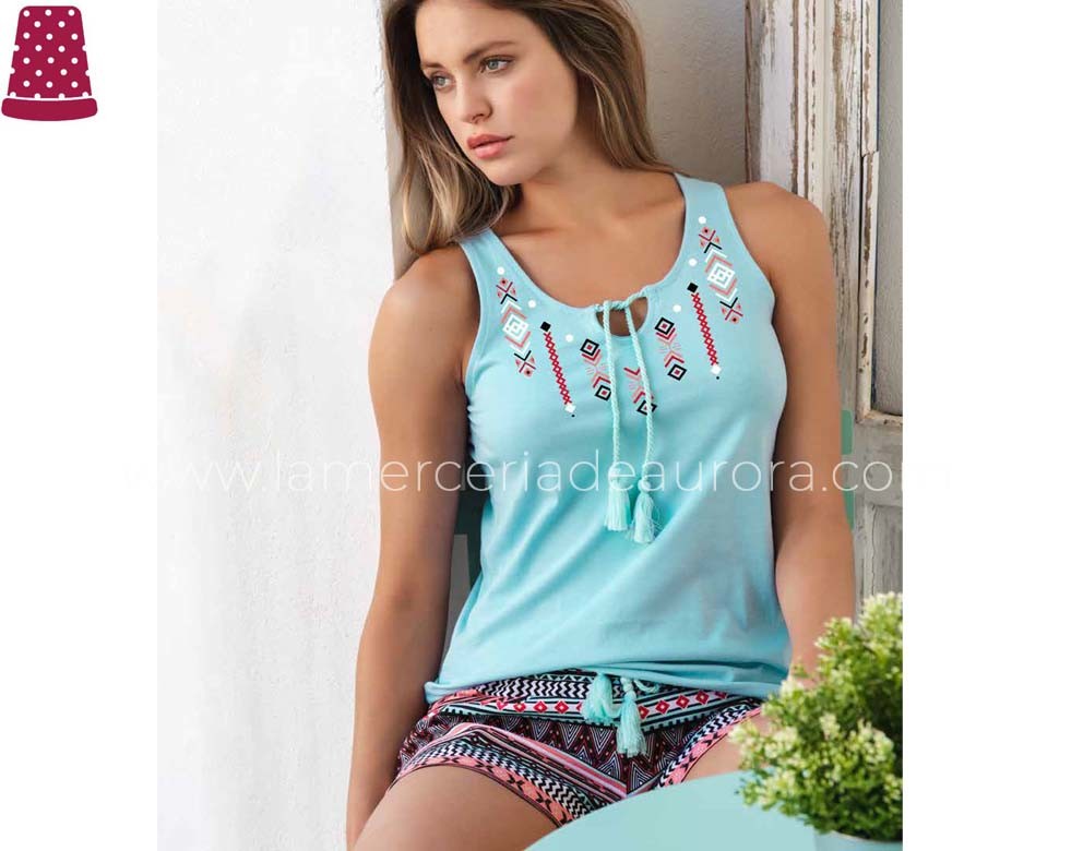 Pijama corto mujer tirante ancho Étnico de Admas