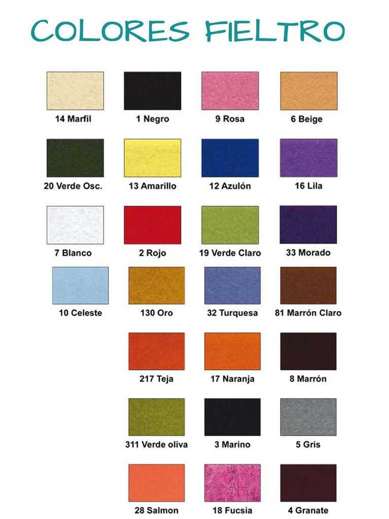 Fieltro en láminas 31x23cms - varios colores